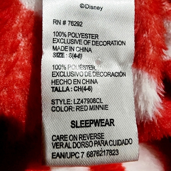 Disney Plush Pajama Comfy Hooded Minnie Mouse Sleepwear Women's Small 4-6 EUC - Picture 9 of 10